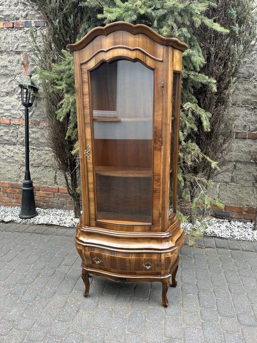 Stylowa Witryna Ludwikowska Ludwik Intarsja Kredens Serwantka Gablota Biblioteka SELVA Italy Włochy Po Renowacji