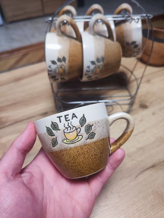 Набір керамічних чашок для чаю з підставкою TEA (6 шт)