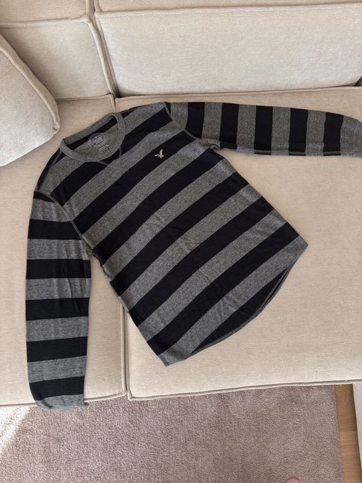 Sweter meski w czarno szare paski