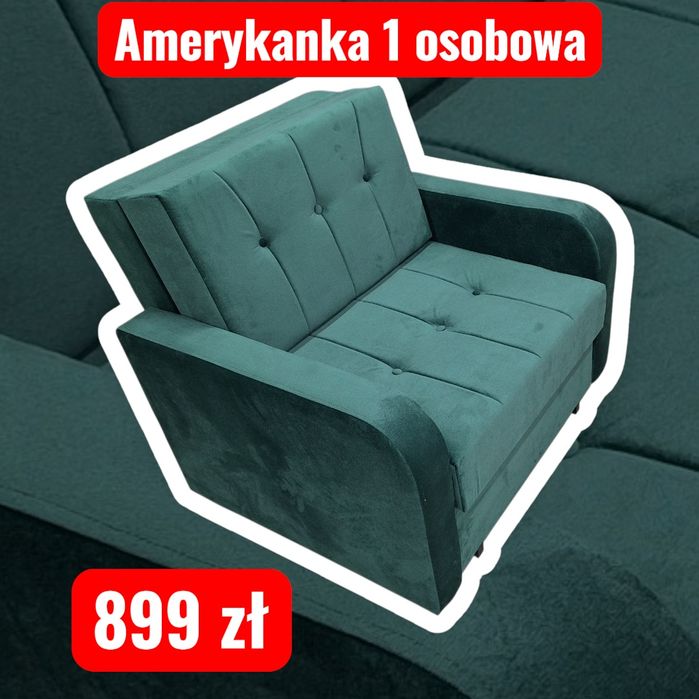 Amerykanka 1 osobowa, fotel rozkładany,  polski producent, dostawa PL