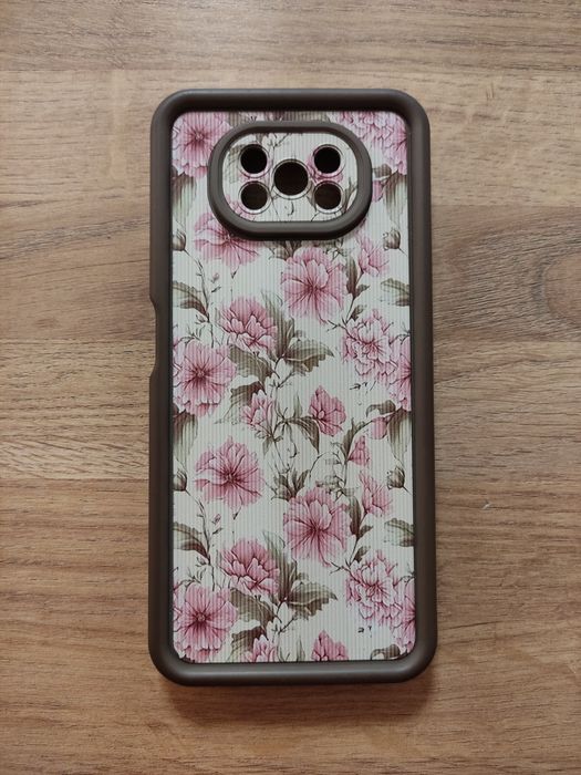 nowe etui xiaomi poco x3 pro / nfc różowe beżowe brązowe kwiatki grube