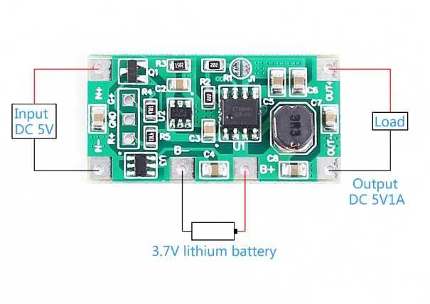 DC UPS плата 9V / 12V 1A | модуль резервного питания Li-Ion 3.7V