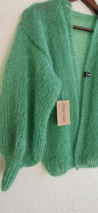 Piękny sweter moher z jedwabiem.Handmade.