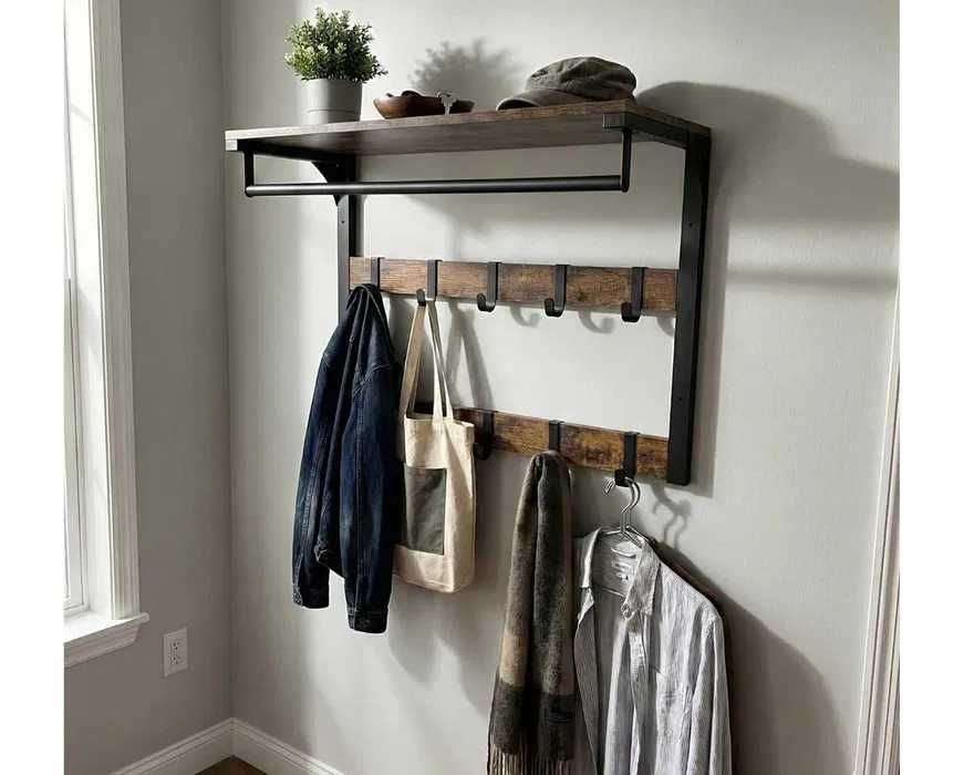 NOWY Wieszak na Kurtki na Ścianę do Przedpokoju Ścienny Metalowy Loft