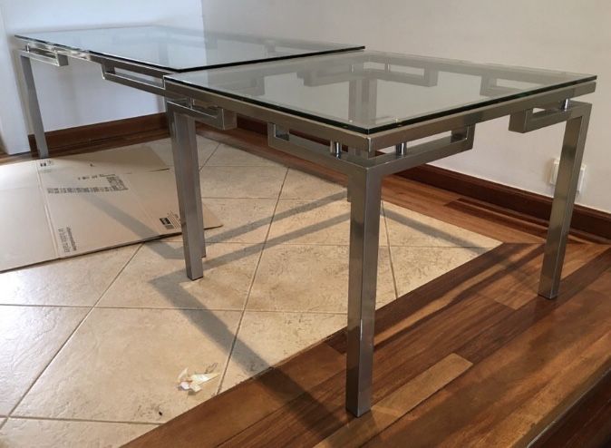 Mesinha mesa apoio (conjunto mesinhas inox e vidro)