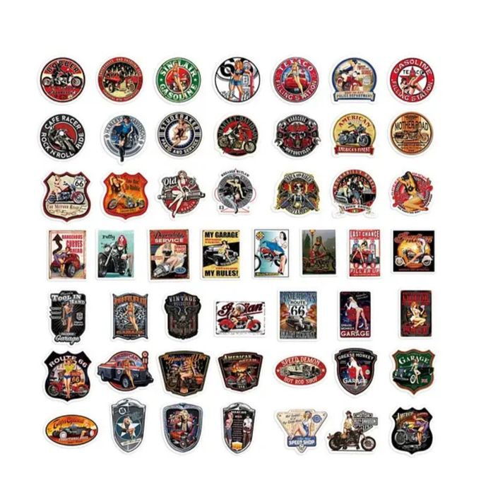 Стикерпак стикеры виниловые наклейки ретро автомобили девушки пин ап