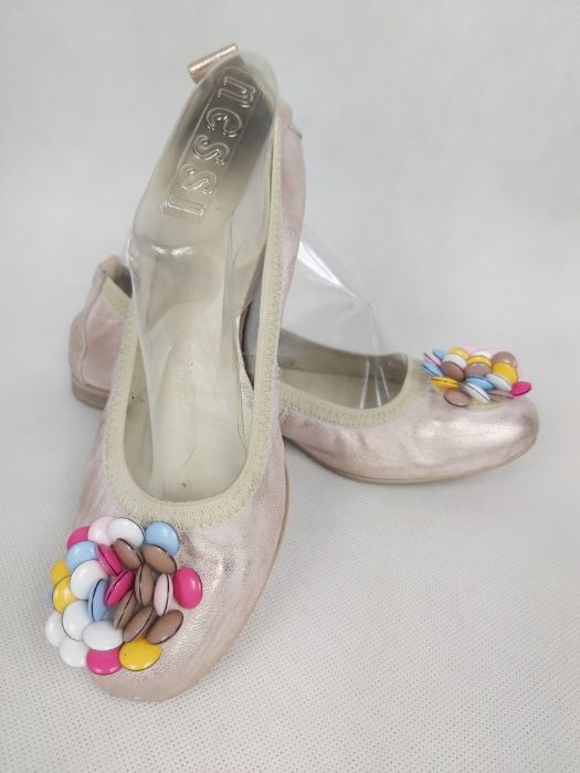 Skórzane balerinki R.POLAŃSKI różowe przecierane 37 półbuty baletki