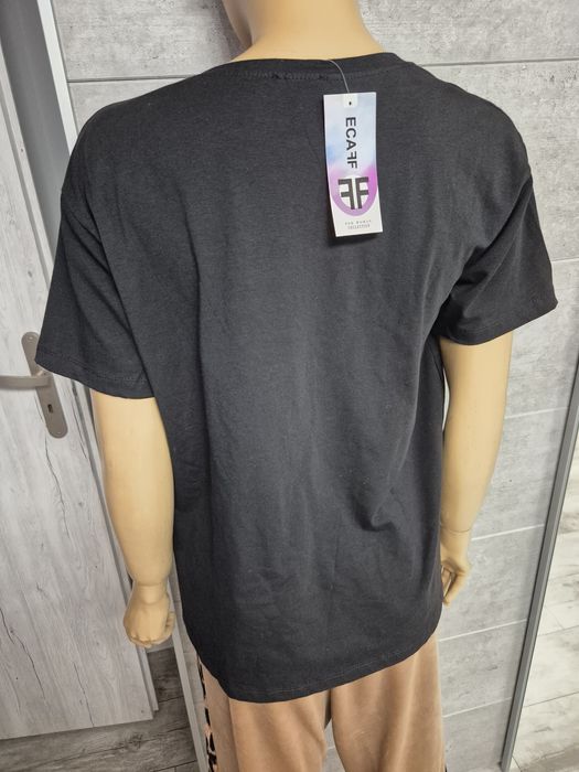 Nowy z metką T shirt Ecaff z tygrysem z cekinami super jakość rozm XL