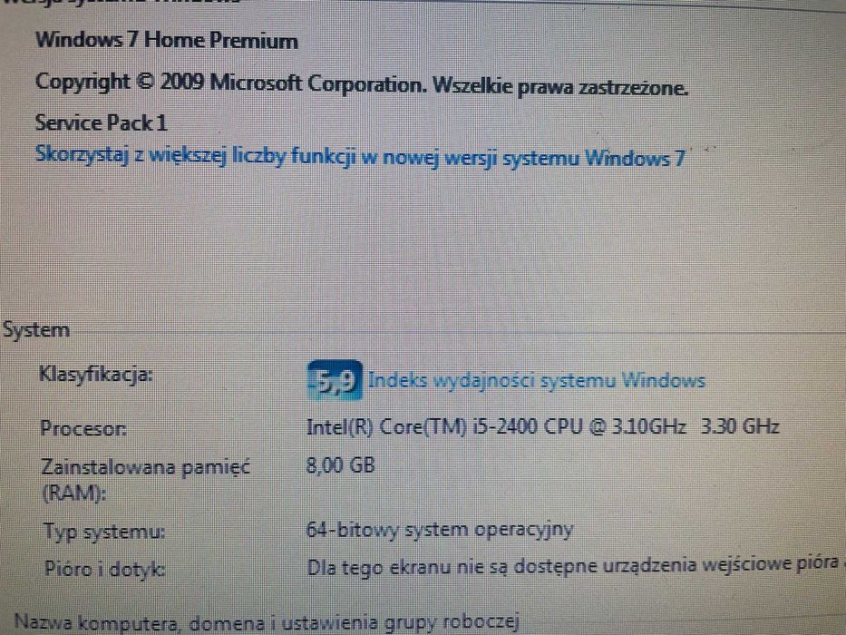 Komputer stacjonarny + monitor + drukarka