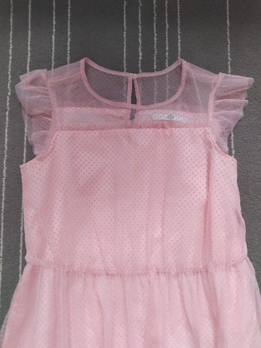 Sukienka letnia galowa z krótkim ozdobnym rękawkiem M&S kids