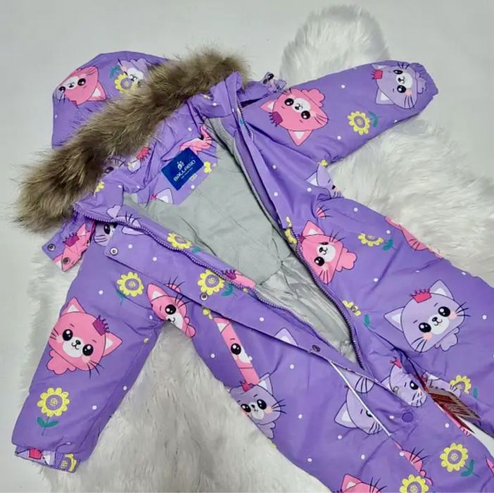 Зимовий/зимний суцільний термокомбінезон на дівчинку/девочку 86-92