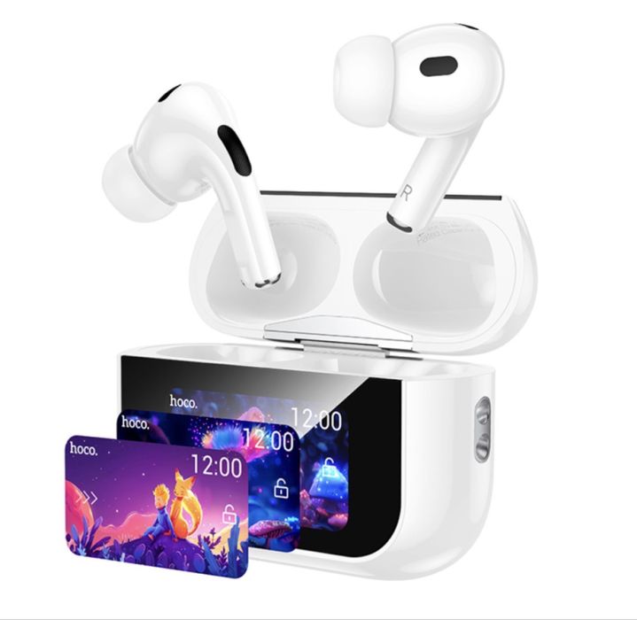 Hoco EW79 Bright ANC — Бездротові навушники з КОЛЬОРОВИМ ТАЧ-СКРИНОМ на кейсі! Bluetooth 5.4 + Шумозаглушення