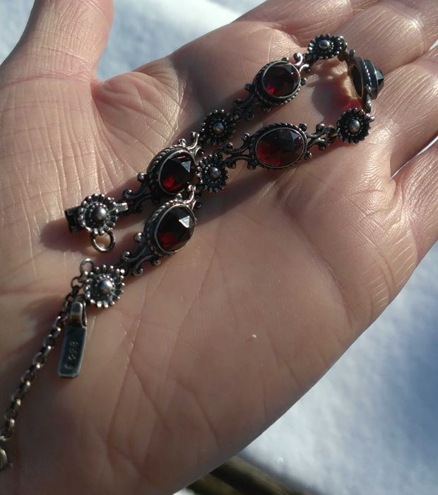 Гранат. Браслет старинный богемские натуральные гранаты