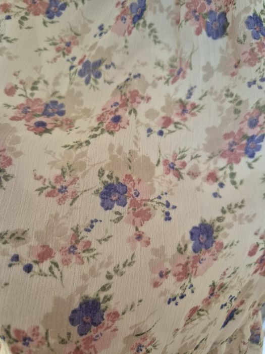 Krótka sukienka mini S kremowa ecru w kwiaty