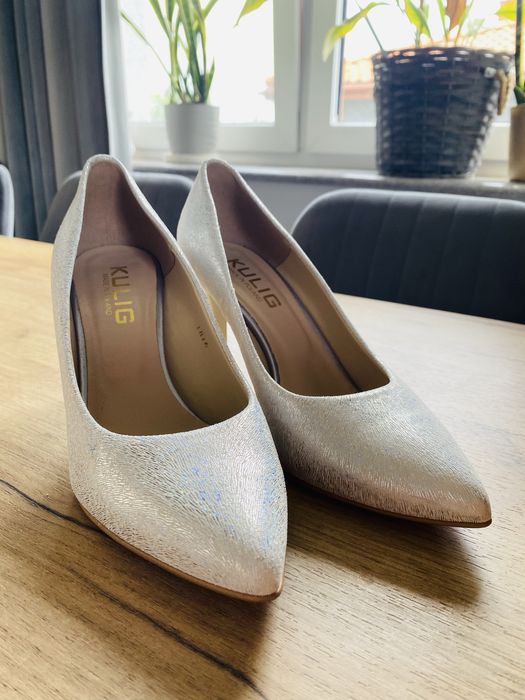 Buty szpilki srebrne slubne Kulig 38