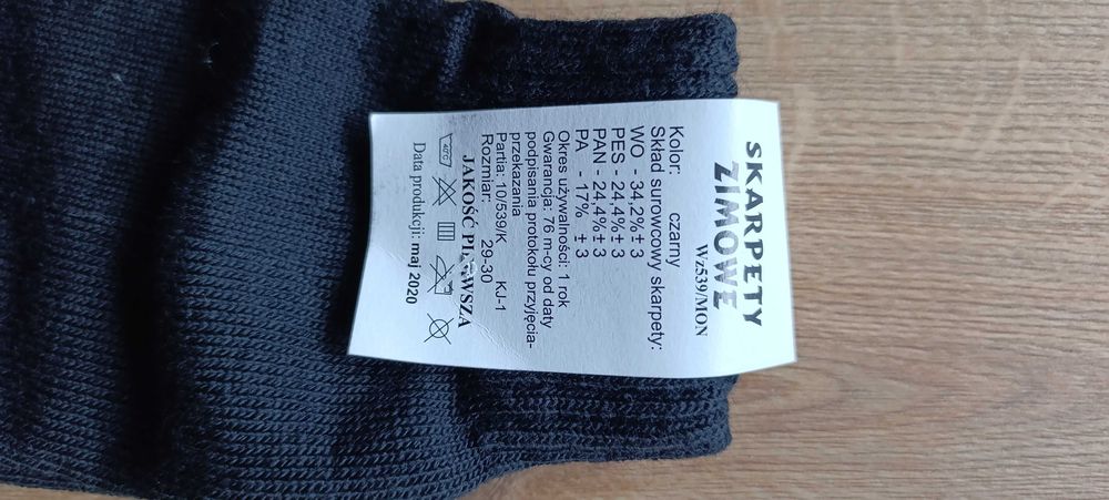 Skarpety zimowe wz. 539/MON rozm. 29-30