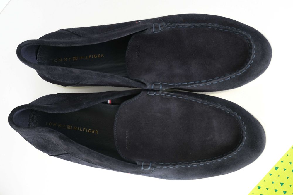 Tommy Hilfiger skóra mokasyny loafers  męskie  granatowe 46