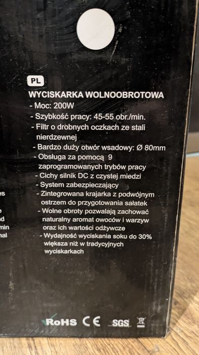 Wyciskarka wolnoobrotowa (with salad maker) NOWA