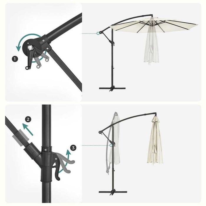 Parasol ogrodowy / składany / śr.300cm / ochrona UV / SONGMICS / W1135!