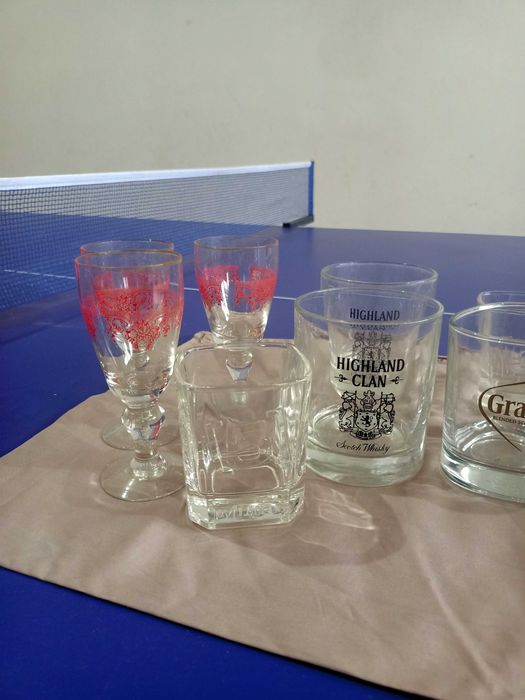 Conjunto de 9 copos 6 whisky+ 3 licor com pé alto