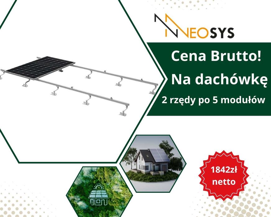 Konstrukcja pod Panele Fotowoltaiczne Dach Skośny Dachówka Ceramiczna