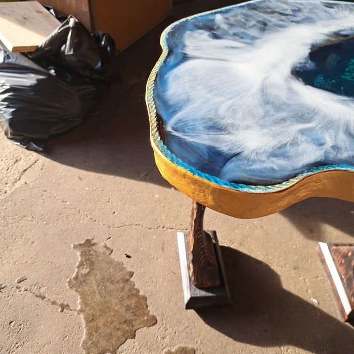 Cedar and Epoxy Resin Side Table64729820780291122
