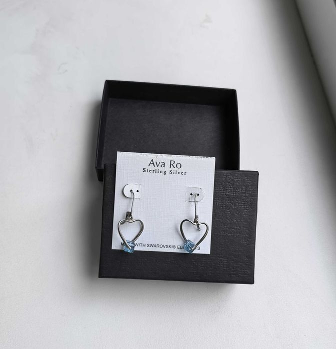 Сережки Ava Ro серце срібні з Swarovski (925 проба) Сережки серебряные