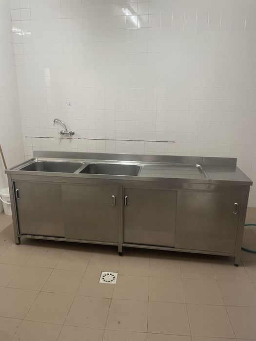 Bancada aço inoxidável - Pia dupla industrial