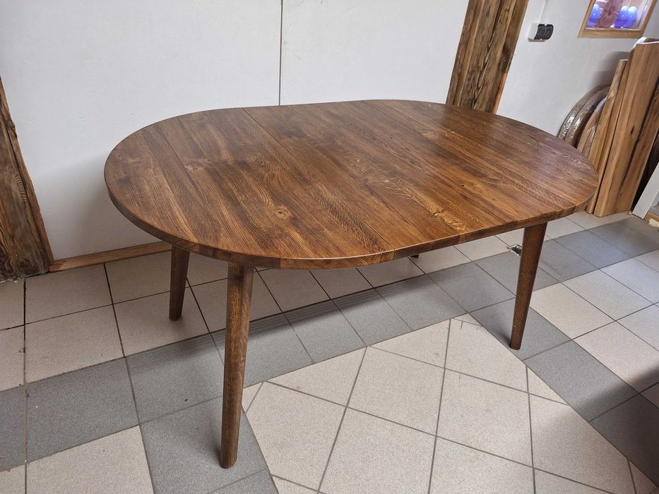 Stół dębowy rozkładany fi 100 rozkładany do 150cm  orzech ( na magazynie)