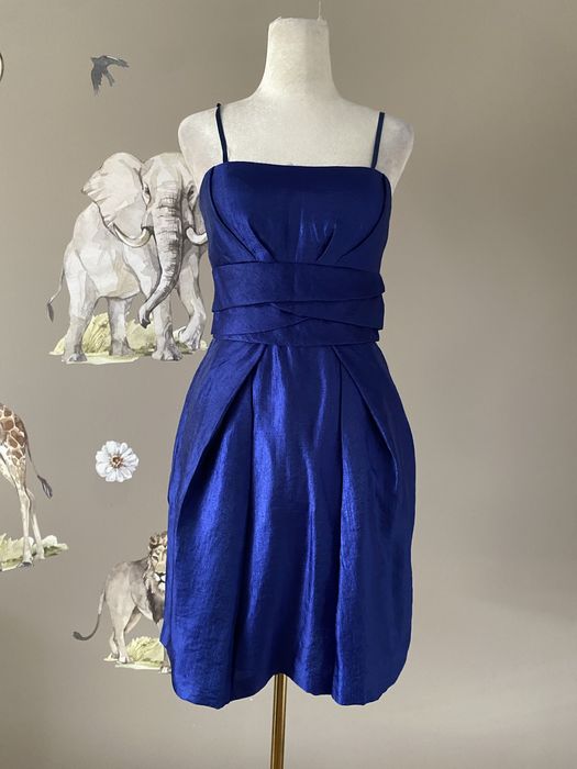 Szafirowa sukienka wieczorowa imprezowa koktajlowa nowa premium