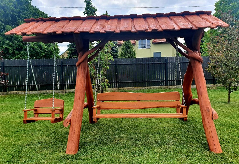 Huśtawka, dębowa potężna-wykonana w fachowy solidny sposób.