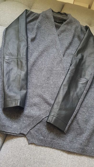 Narzutka The Kooples wełna kaszmir skóra naturalna rozmiar S