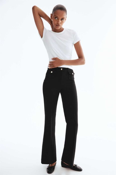 Spodnie 40 nowa kolekcja czarne rozszerzane wiskoza PROMOCJA