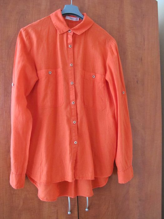 Koszula bawełniana koloru koralowego