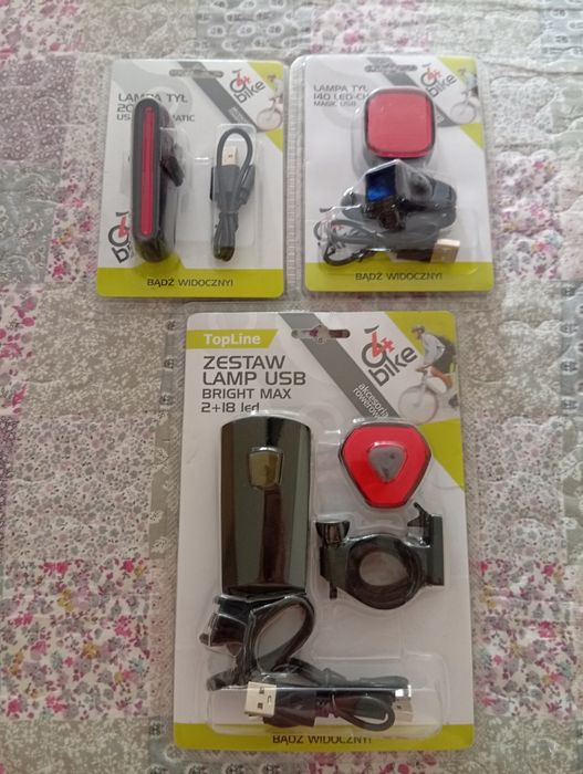 Zestaw lampek rowerowych USB Led