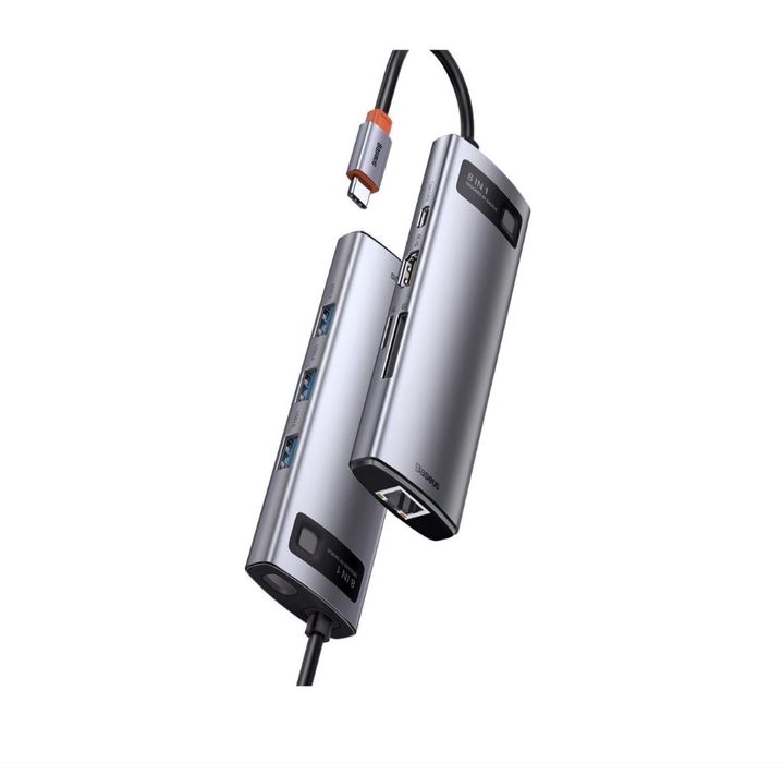 Baseus Hub Adapter Stacja dokujaca USB-C 8w1 4K Ethernet PD 100W HDMI