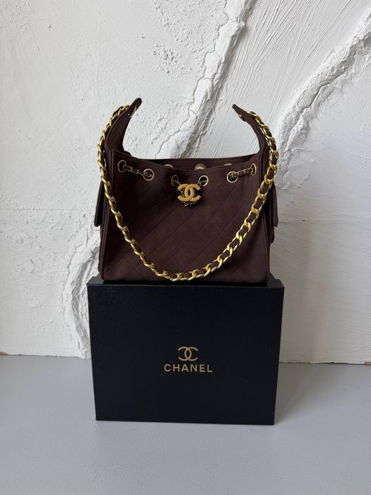 Сумка Chanel Hobo Chocolate / Gold Suede