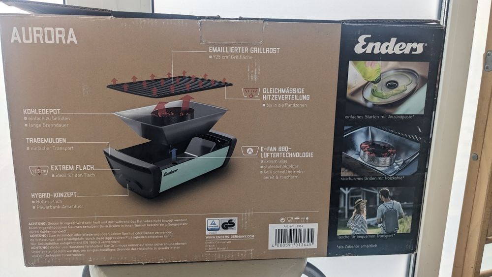 Бездымный угольный гриль Enders Aurora Grey