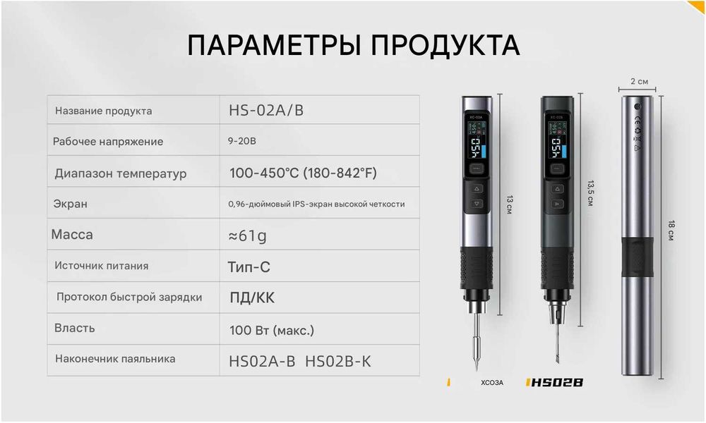 цифровий паяльник Fnirsi HS-02A + 6 жал + підставка + кабель + кейс