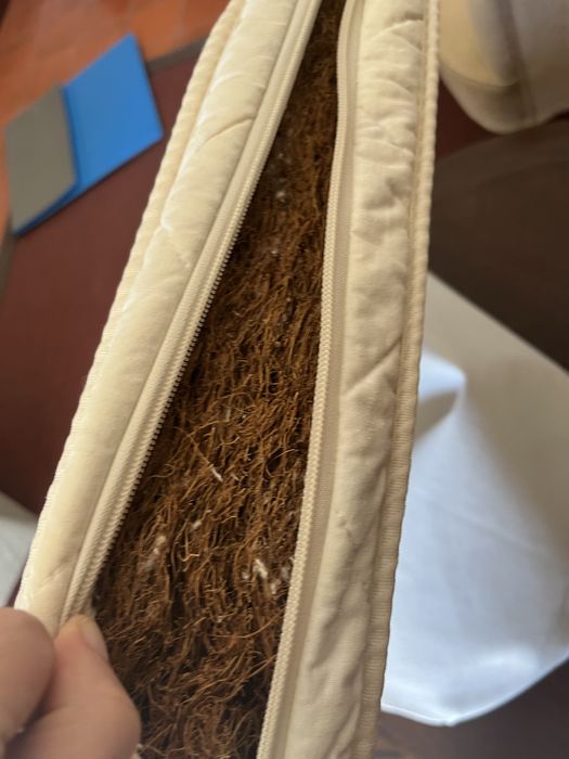 Colchao de berco organico marca pre-natal incl 2 resguardos, almofada