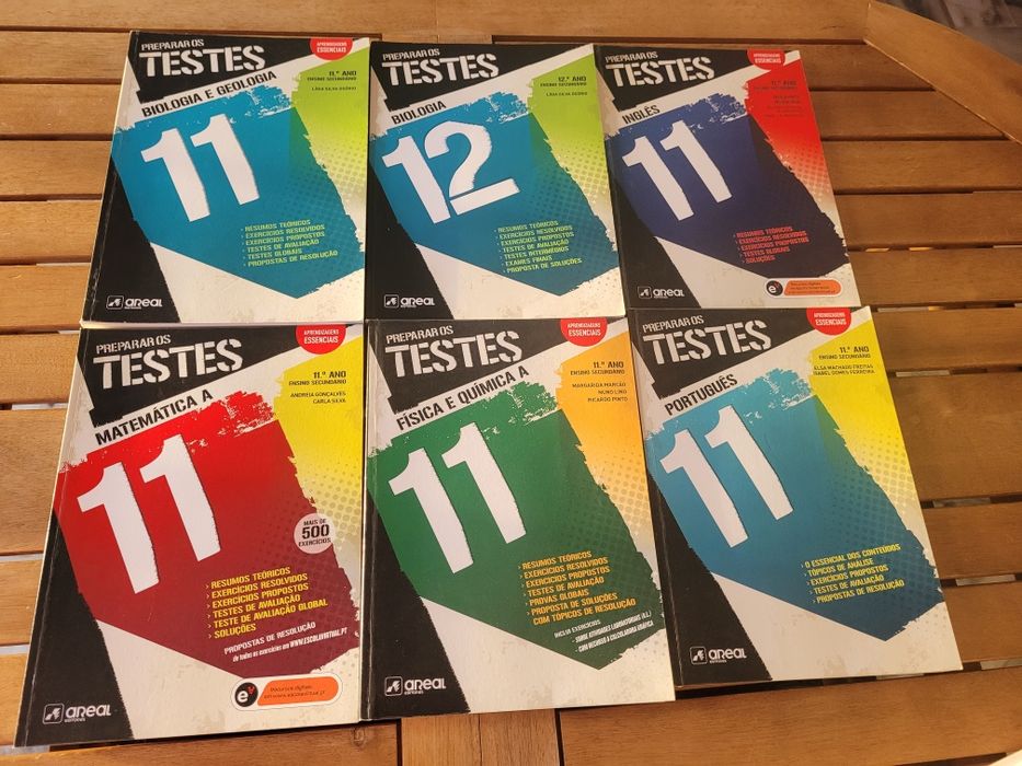 Preparar os testes, Biologia, Geologia, Matemática A, Física e Química A, Português, Inglês, Areal Editores.