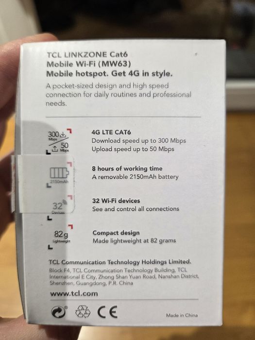 Router mobilny modem TCL LINK ZONE MW63VK WiFi b/g/n 3G/4G (LTE) 300Mb