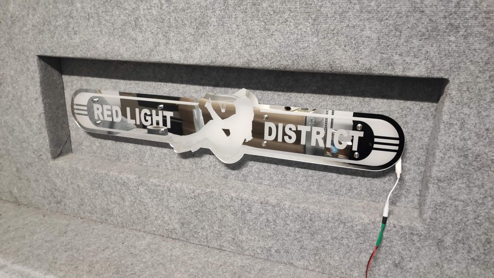 Red light district Lustro LED  na tylną ścianę TIR, łóżko D01-czerwony