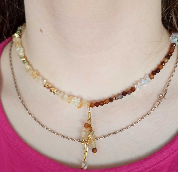 Naszyjnik choker i bransoletka naturalne kamienie