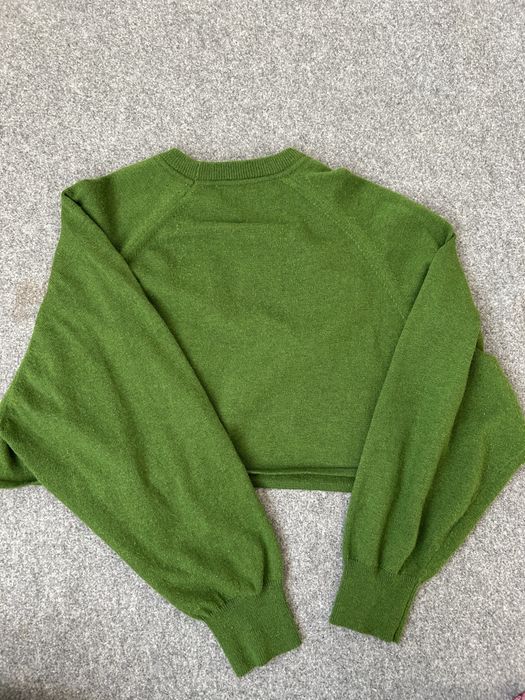 ZARA sweter bufiaste rękawy damski S zielony krótki crop