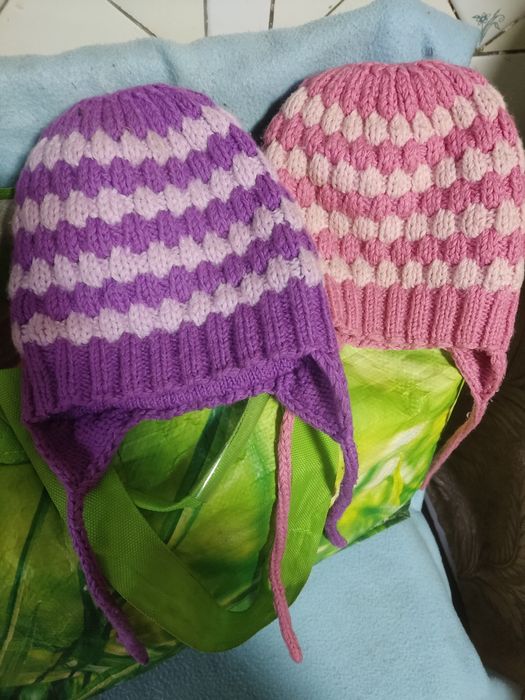 Двойные теплые детские шапки