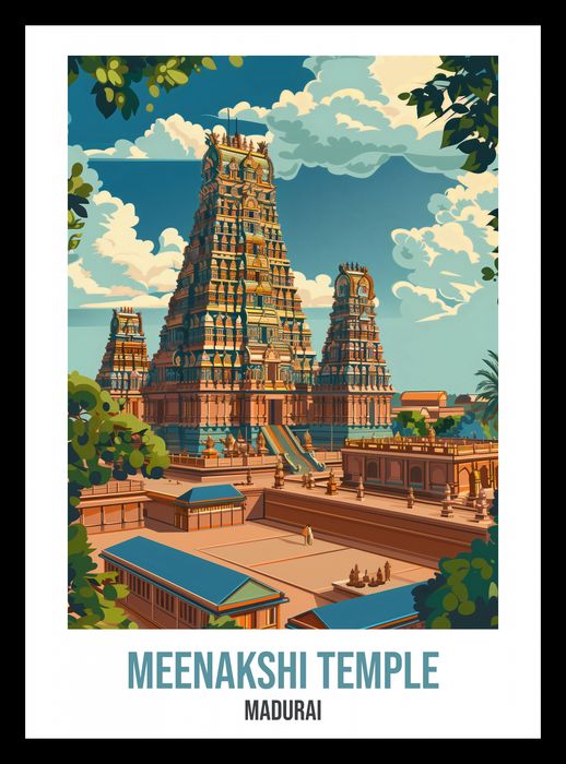 Plakat 20,5x28,4cm Meenakshi Temple, Madurai