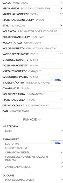 Zegarek Citizen tytanowy 200m