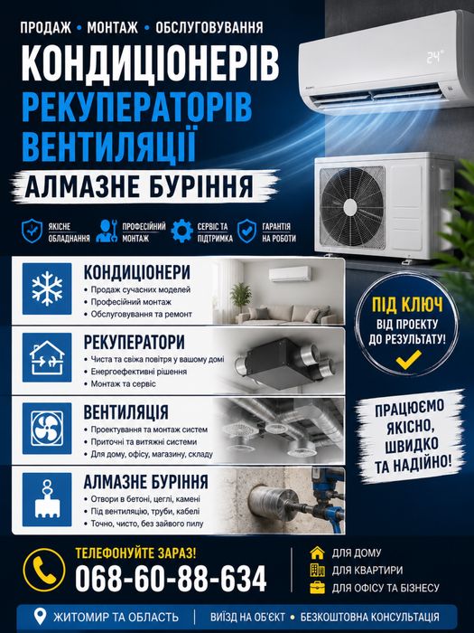 Продаж, встановлення та обслуговування кондиціонерів