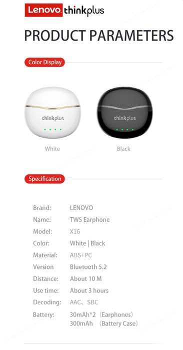 бездротові блютуз навушники Lenovo ThinkPlus X16